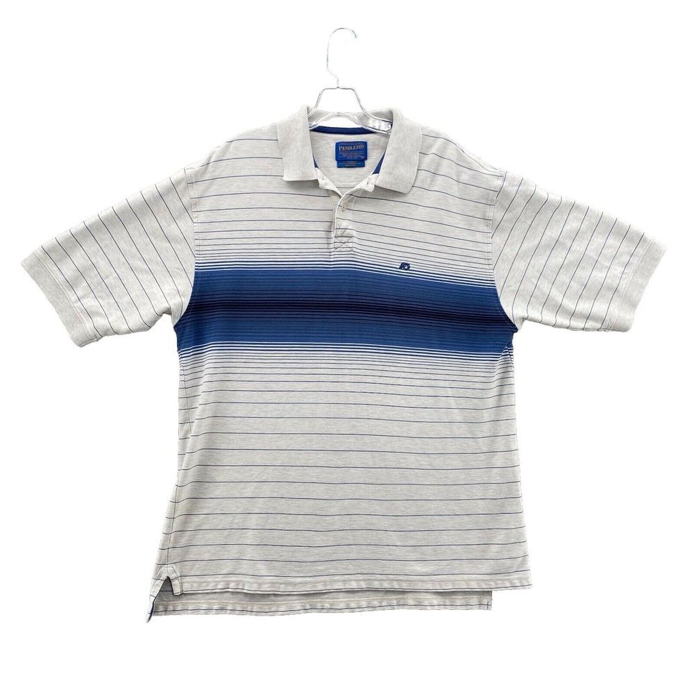 Vintage Pendleton Polo Shirt Men's Xl White Stripped‎ Golf 90's Y2K Streetwear
